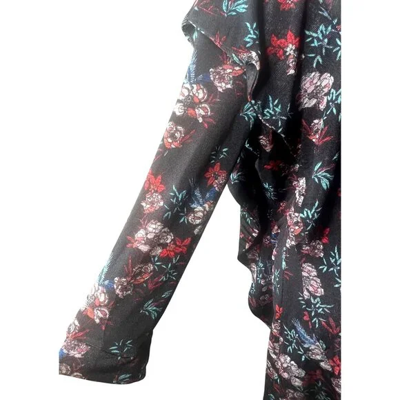 Free People Womens Dock Street Black & Red Boho Floral Ruffle Top Size Large - Picture 5 of 13